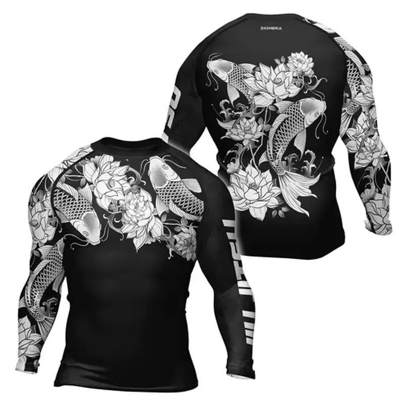 Rash Guard - 3D Heren Retro Quick Dry Compressie