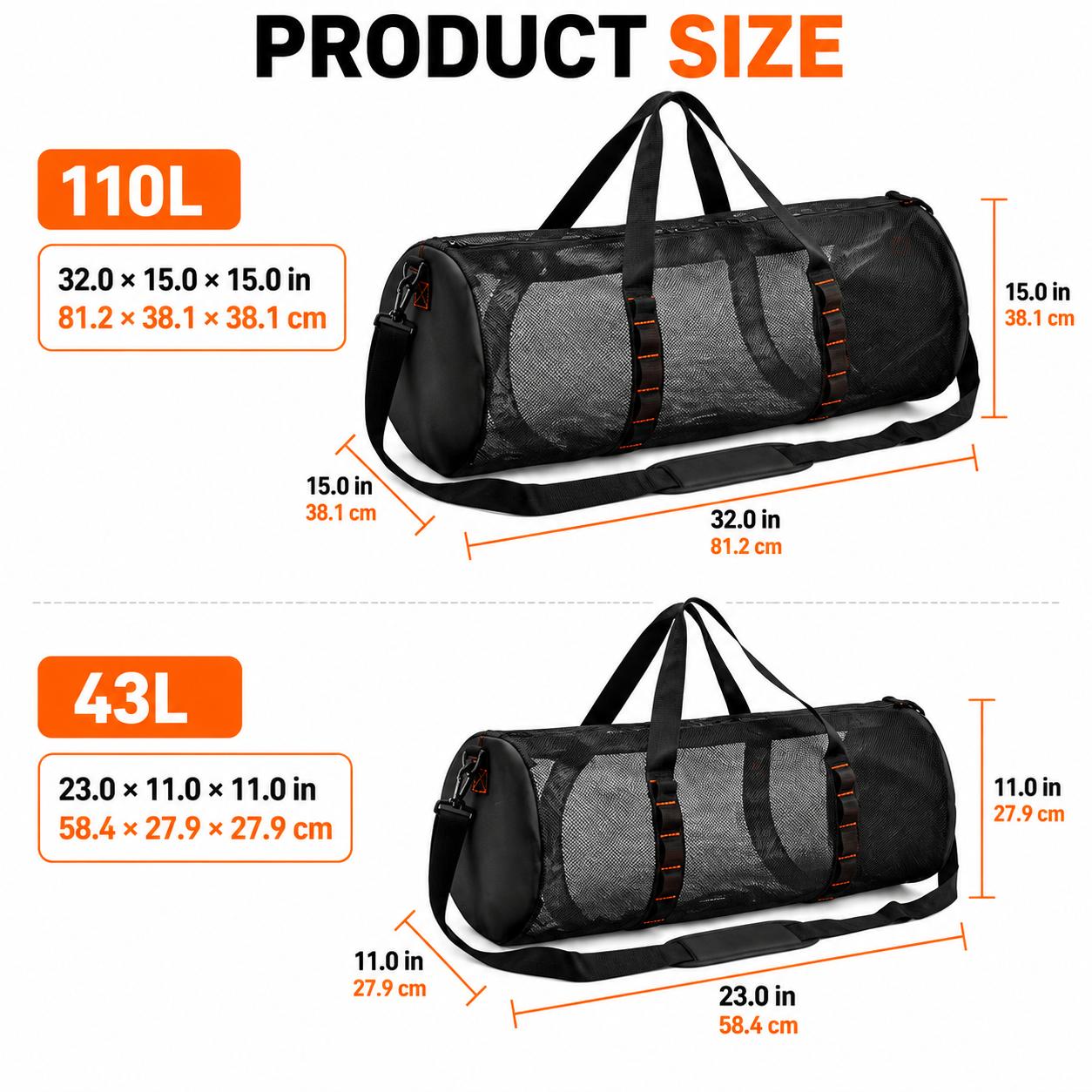 113L & 43L Mesh duik- en reist - Snorkeling Gear recensie en prijs